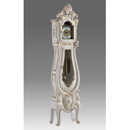 511/2 Grandfather clock handcurved, in solid wood, lacquered white patinated