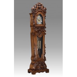 512/1 Grandfather clock in baroque style, in solid hand-curved wood , walnut