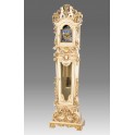 512/2 Grandfather clock in baroque style, in solid hand-curved wood, white lakered with gold hand-decorations