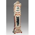 512/3 Grandfather clock in baroque style, in solid hand-curved wood, lakered, gold leaf hand-decorated